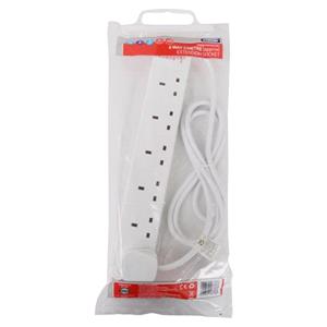 Site Safety, 6 Way Surge Protected Extension Socket   White   2m, STATUS