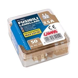 Fuses, Set of 50 plug in fuses, 12 32V   7,5A, Lampa