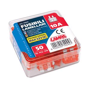 Fuses, Set of 50 plug in fuses, 12 32V   10A, Lampa