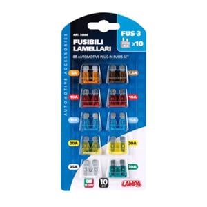 Fuses, Set of 10 Assorted Plug in Fuses, 12 32V, Lampa