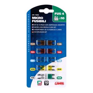 Fuses, Set of 10 Assorted Micro blade Fuses, 12 32V, Lampa