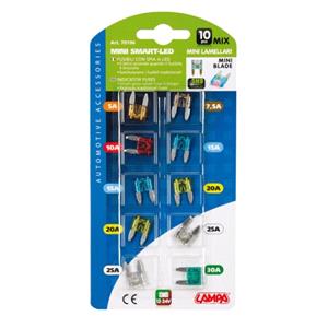Fuses, Smart Led, mix 10 indicator micro blade fuses, 12 32V, Lampa