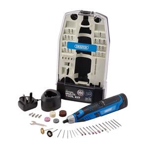 Multi Tools, Draper 70298 12V Rotary Multi Tool Kit with 1.5Ah Battery and Fast Charger   50 Piece, Draper