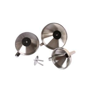 Oil Drain Pans and Funnels, Stainless Steel Funnels   Set of 3, LASER