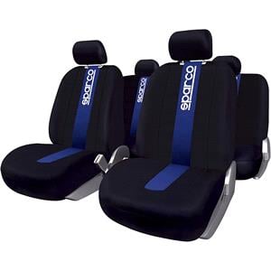 Seat Covers, Sparco Universal Polyester Fabric Car Seat Cover Set   Black and Blue For Vauxhall ZAFIRA Mk III 2011 2019, Sparco