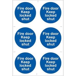 Signs and Stickers, Draper 72120 6 x 'Fire Door Keep Locked' Mandatory Sign, Draper