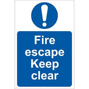 Signs and Stickers, Draper 72146 'Fire Escape Keep Clear' Mandatory Sign, Draper