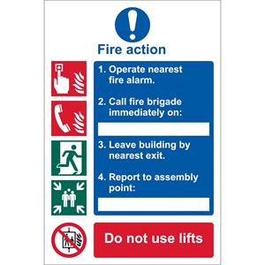 Signs and Stickers, Draper 72154 'Fire Action Procedure' Mandatory Sign, Draper