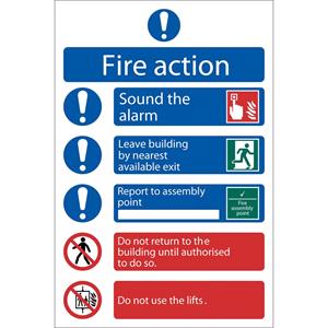 Signs and Stickers, Draper 72156 'Fire Action Procedure' Mandatory Sign, Draper