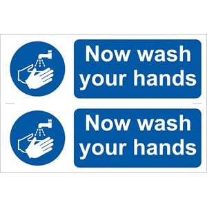 Signs and Stickers, Draper 72162 2 x 'Wash Your Hands' Mandatory Sign, Draper