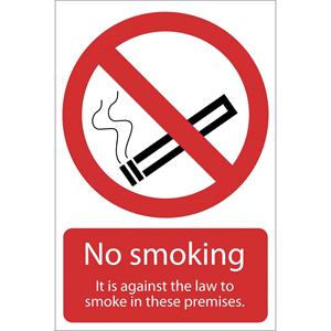 Signs and Stickers, Draper 72167 'Smoking Against The Law' Prohibition Sign, Draper