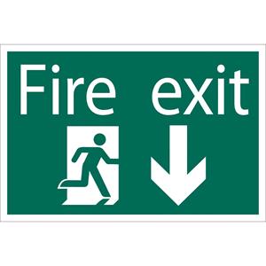 Signs and Stickers, Draper 72446 'Fire Exit Arrow Down' Safety Sign, Draper