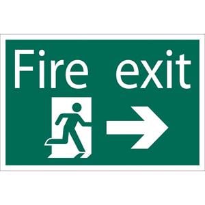 Signs and Stickers, Draper 72447 'Fire Exit Arrow Right' Safety Sign, Draper