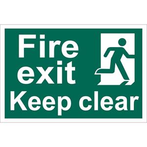 Signs and Stickers, Draper 72450 'Fire Exit Keep Clear' Safety Sign, Draper