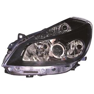 Lights, Left Headlamp (Black Bezel, With Cornering Lamp, Halogen, Takes H7 / H7 / H1 Bulbs, Supplied With Levelling Motor) for Renault CLIO Grandtour 2005 2009, 