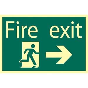 Signs and Stickers, Draper 72662 Glow In The Dark 'Fire Exit Arrow Right' Safety Sign, Draper