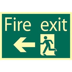 Signs and Stickers, Draper 72721 Glow In The Dark 'Fire Exit Arrow Left' Safety Sign, Draper