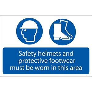 Signs and Stickers, Draper 72870 'Safety Helmets And Protective Footwear Must Be Worn' Mandatory Sign, Draper