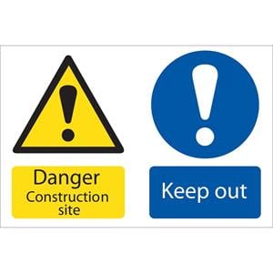 Signs and Stickers, Draper 72915 'Danger Construction Site' Hazard Sign, Draper