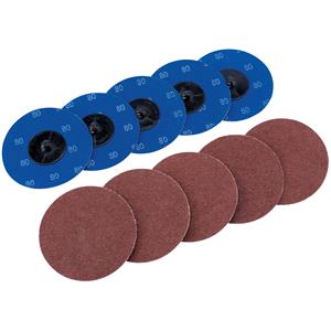 Air Tool Sanding Discs and Pads, Draper 75616 Ten 75mm 80 Grit Aluminium Oxide Sanding Discs, Draper