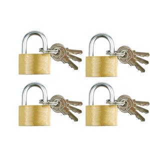 Locks and Security, PLATED BRASS PADLOCK SET 4PCS 25MM, 