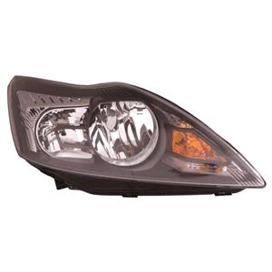 Lights, Right Headlamp (With Black Bezel, Halogen, Takes H7 / H1 Bulbs, Supplied With Motor, Original Equipment) for Ford FOCUS II Saloon 2008 2011, 