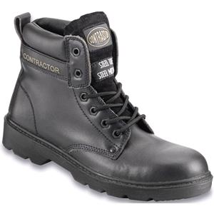 Personal Protective Equipment, Leather 6in. Safety Boots S3   Black   uK 9, CONTRACTOR