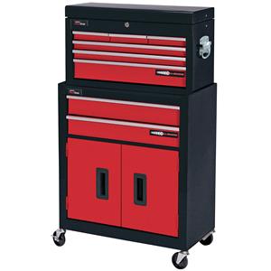 Tool Chests, Draper Redline 80927 Two Drawer Roller Cabinet and Six Drawer Tool Chest, Draper