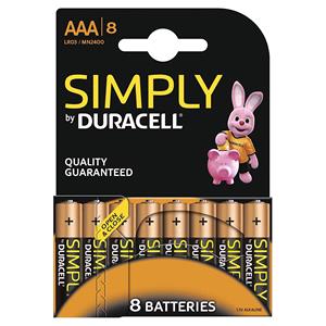 Chargers And Power Supply, Duracell Simply AAA Batteries   Pack of 8, Duracell