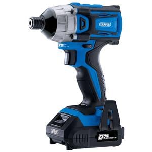 Drills and Cordless Drivers, Draper 86958 D20 20V Brushless 1 4 inch Impact Driver with 2 x 2Ah Batteries and Charger 180Nm   , Draper