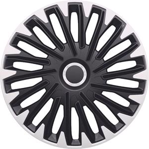 Hub Caps, Quantum Pro Black Silver Premium 15 Inch Wheel Trim Set of 4 , Petex