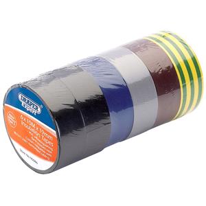 Insulation Tape, Draper Expert 90086 6 x 10M x 19mm Mixed Colours Insulation Tape to BSEN60454 Type2, Draper