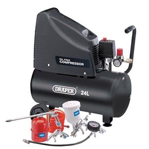 Direct Driven Air Compressors, Draper 90126 230V Oil Free Air Compressor and Air Tool Kit, Draper