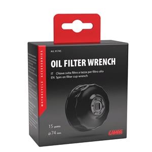 Filter and Plug Wrenches, Spin on oil filter cup wrench Ø 74 mm with 15 sides, Lampa
