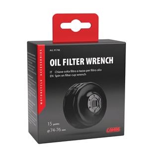 Filter and Plug Wrenches, Spin on oil filter cup wrench Ø 74 76 mm with 15 sides, Lampa