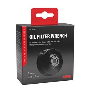 Filter and Plug Wrenches, Spin on oil filter cup wrench Ø 75 77 mm with 15 sides, Lampa