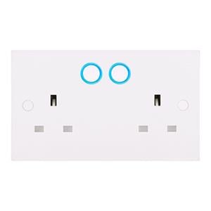 Connected Home, BG Electrical Smart Power Socket - Double Switched 13A - White Moulded - Square Profile, BG Electrical