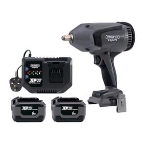 Impact Drivers and Wrenches, Draper Expert 94080 XP20 20V Brushless Impact Wrench Kit, 1/2" Sq. Dr., 1000Nm, 2 x 6.0Ah Batteries, 1 x Fast Battery Charger, Draper