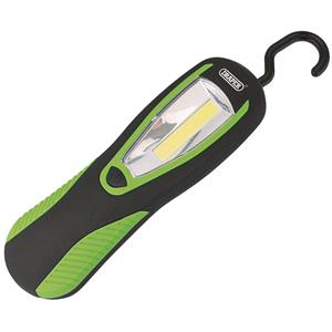 Torches and Work Lights, Draper 94520 COB LED Work Light with Magnetic Back and Hanging Hook, 3W, 200 Lumens, Green, 3 x AA Batteries Supplied, Draper