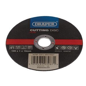 Cutting Wheels, Draper 94768 Metal Cutting Disc, 100 x 1 x 16mm, Draper