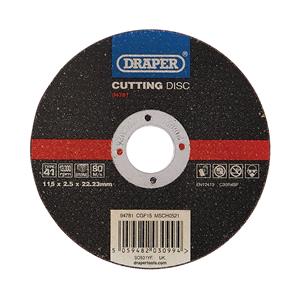 Cutting Wheels, Draper 94781 Flat Stone Cutting Disc, 115 x 2.5 x 22.23mm, Draper