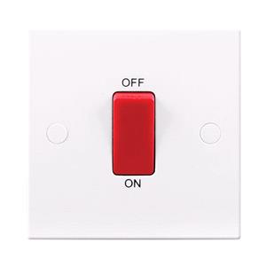 Connected Home, BG Electrical 45A Double Pole Plate Switch - White Moulded - Single Plate, BG Electrical