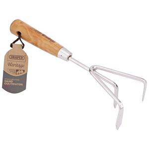 Gardening and Landscaping Equipment, Draper 99026 Heritage Stainless Steel Hand Cultivator with Ash Handle, Draper