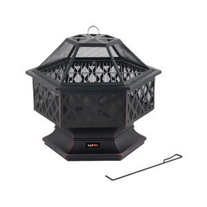 Hardware, GARDEN STEEL FIRE PIT WITH GRILL 70X60CM, LUND