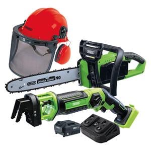 Chainsaws , Draper 99763 D20 Cordless Garden Saw Kit with Forestry Helmet, Draper