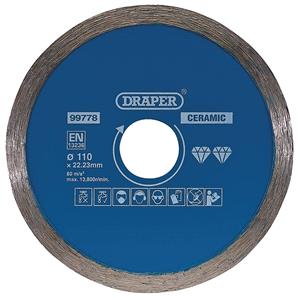 Diamond Discs, Draper 99778 Continuous Diamond Blade (110mm), Draper