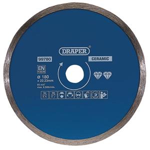Diamond Discs, Draper 99780 Continuous Diamond Blade (180mm), Draper