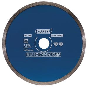 Diamond Discs, Draper 99781 Continuous Diamond Blade (200mm), Draper