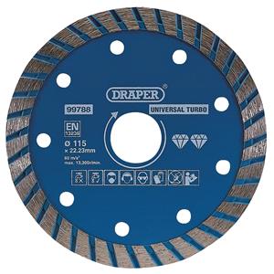 Diamond Discs, Draper 99788 Turbo Diamond Blade (115mm), Draper