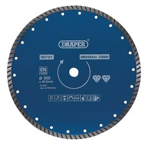 Diamond Discs, Draper 99791 Turbo Diamond Blade (300mm), Draper